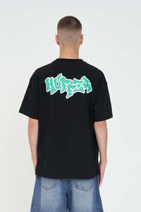 Mens T Shirts: BLOCK TEE 220/JUMBLE BLACK