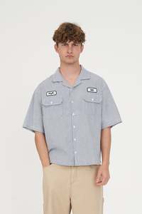 Mens Shirts: STRIPE COSTA SHIRT DENIM BLUE