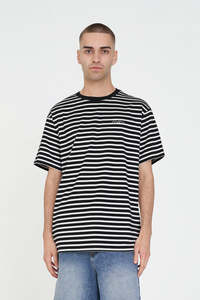 MENS STRIPE SUP TEE BLACK/WHITE