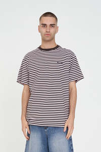 Mens: MENS STRIPE SUP TEE PETAL/COCOA