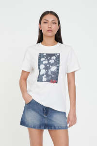 Womens T Shirts: CLASSIC TEE 170/IN A HAZE CHALK