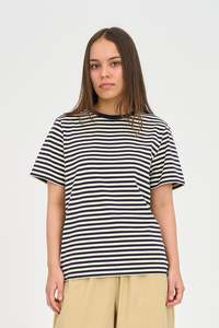 STRIPE CLASSIC TEE 185 BUTTER/NAVY