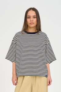 STRIPE BILLIE TEE 185 BUTTER/NAVY