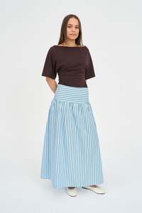 Womens Skirts: STRIPE ASHTON SKIRT BAY BLUE
