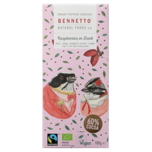 Human Treats: Bennetto chocolate bar - raspberries in dark