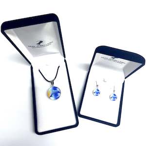 Jewellery Set: Orange-Blue Dolphin Pendant & Earring Set