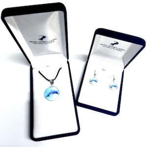 Jewellery Set: Blue Dolphin Pendant & Earring Set