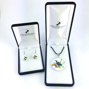 Pendant Earring Sets: White Tui Pendant & Earring Set