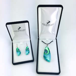 Pendant Earring Sets: Turquoise Triangle Dot Wave Pendant & Earrings
