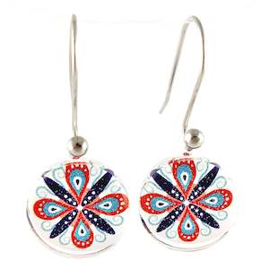 New Natures Reflections Earrings: White Round Ornament Earrings