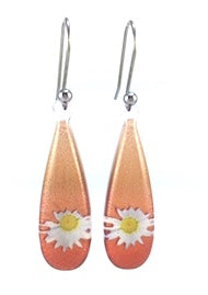 New Natures Reflections Earrings: Wine Opaque Daisy Earrings