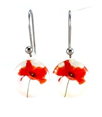 New Natures Reflections Earrings: White Poppy Earrings