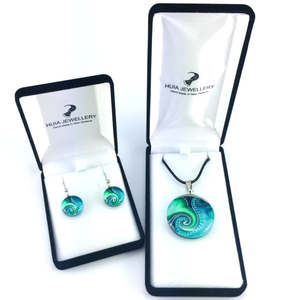 Pendant Earring Sets: Turquoise Dot Wave Pendant & Earring Set