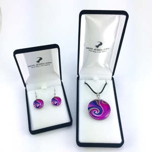 Pendant Earring Sets: Purple Dot Wave Pendant & Earring Set