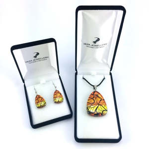 Pendant Earring Sets: Orange Monarch Butterfly Pendant & Earring Set