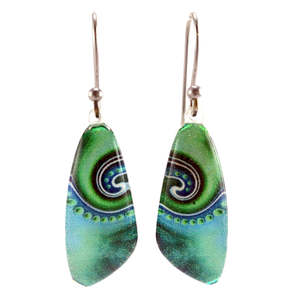 New Natures Reflections Earrings: Turquoise Triangle Dot Wave Earrings