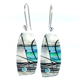 New Natures Reflections Earrings: Turquoise Trapeze Silver Earrings