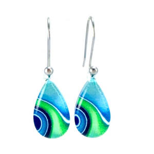 New Natures Reflections Earrings: Turquoise Teardrop Ribbon Earrings