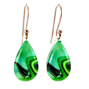 New Natures Reflections Earrings: Turquoise Silver Fern Earrings