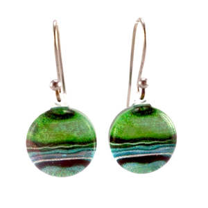New Natures Reflections Earrings: Turquoise Round Marble Earrings
