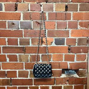 bags: MOSCHINO leather and pearl handbag