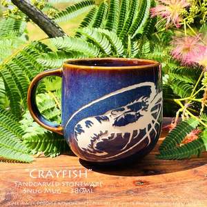 Crayfish Limited Edition Sandcarved Stoneware Glazed Snug Mug - Hunting4Art
