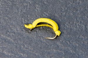Dry Flies: Yellow C'Sucker Willow Grub - Kiwi Fly Fishing