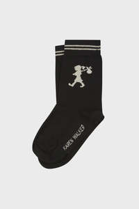 Karen Walker Eyewear: Runaway Girl Ankle Socks -Black/Oatmeal