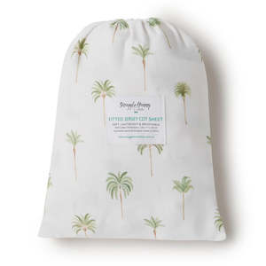 Bedding: Green Palm Cot Sheet