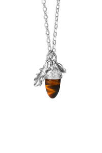 Mothers Day: Acorn & Leaf Necklace with Tigers Eye Acorn 55cm