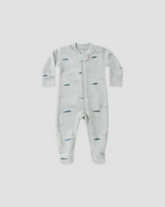 Quincy Mae: Zip Long Sleeve Sleeper Footie - Narwhals