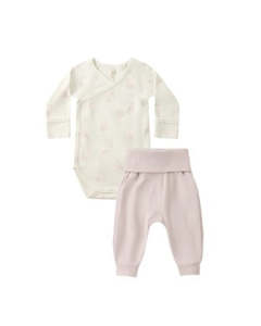 Side Snaps Bodysuit + Pant Set - Snow Owls