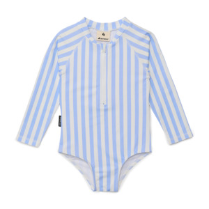 Long Sleeve Swimsuit - Sky Blue Stripe