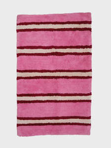 Raspberry Stripe Bath Mat
