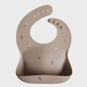 Mushie: Silicone Baby Bib - Rocket Ship