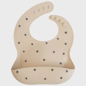 Silicone Baby Bib - Black Daisy
