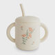 Silicone Training Cup + Straw Pink Flowers