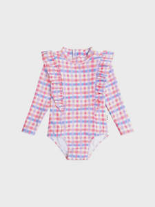 Huxbaby: Scandi Frill Swimsuit Rainbow Check