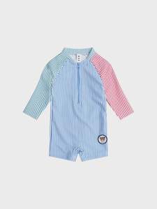 Spliced Stripe Swimsuit Shortie