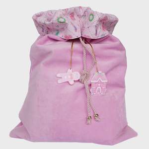 Lauren Hinkley: Gingerbread Velvet Santa Sack - Pink