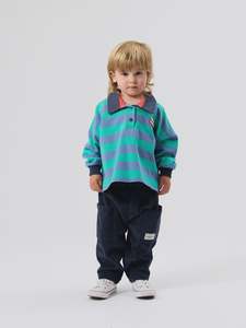 Clothing: Rugby Stripe Terry Sweat Top Blue