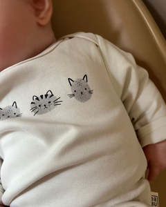 Baby 1: Long Sleeve Bodysuit - Fingerprint Cats