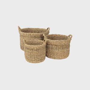 Briar Round Baskets w/Handles S/3
