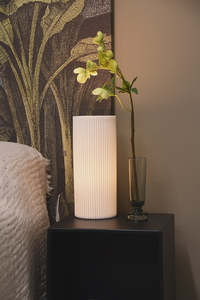 SOLENNE Table Lamp Cylindrical Lines Medium | Matt White