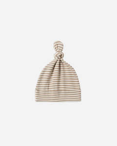 Baby 1: KNOTTED BABY HAT ALMOND STRIPE