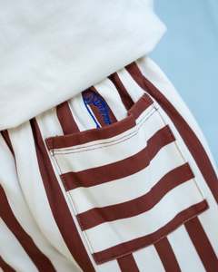 Organic French Terry Striped Pants | Maroon