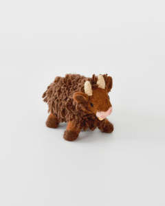 Felt Highland Cow Toy - Dark Brown