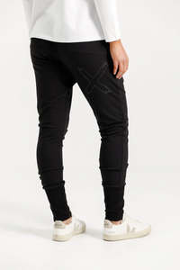 Womens Pants Leggings: Homelee Winter Apartment Pants Black with Black X Outline