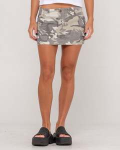 Rusty Camo-Mile Cargo Mini Skirt
