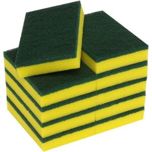 Scrubbing Sponges and Hand Pads: Scourer Sponge Green/Yellow 10pk 6x4